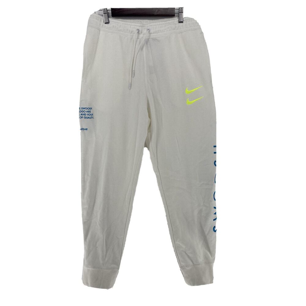 Nike Swoosh logo sweatpants Sportswear Men’s large White blue neon DJ0467-100